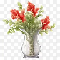 金鱼草-金鱼草金鱼草花红色花瓶透明玻璃-空若网 金鱼草-金鱼草金鱼草花红色花瓶透明玻璃-空若网