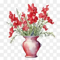 金鱼草-金鱼草金鱼草花水彩花瓶-空若网 金鱼草-金鱼草金鱼草花水彩花瓶-空若网