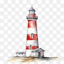 灯塔-灯塔灯塔水彩画海岸线-空若网 灯塔-灯塔灯塔水彩画海岸线-空若网