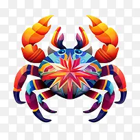 蟹-蟹蟹海鲜多彩抽象-空若网 蟹-蟹蟹海鲜多彩抽象-空若网