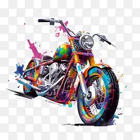 摩托车-摩托车摩托车多彩飞溅艺术-空若网 摩托车-摩托车摩托车多彩飞溅艺术-空若网