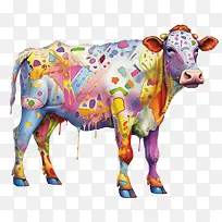 牛-牛牛多彩抽象粉彩-空若网 牛-牛牛多彩抽象粉彩-空若网