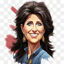 海莉-海莉政客女人微笑蓝色衬衫-空若网 海莉-海莉政客女人微笑蓝色衬衫-空若网