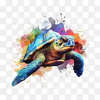 乌龟-乌龟乌龟水彩飞溅多彩-空若网 乌龟-乌龟乌龟水彩飞溅多彩-空若网