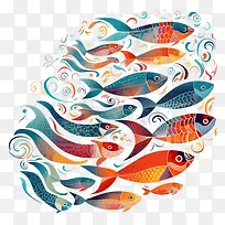 鱼-鱼鱼漩涡多彩抽象-空若网 鱼-鱼鱼漩涡多彩抽象-空若网