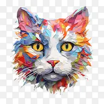 猫-猫多彩猫拼贴混合媒体-空若网 猫-猫多彩猫拼贴混合媒体-空若网