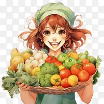 蔬菜日-蔬菜日蔬菜女孩收获果实-空若网 蔬菜日-蔬菜日蔬菜女孩收获果实-空若网