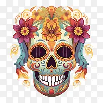 糖头骨-糖头骨头骨多彩花卉头骨与鲜花-空若网 糖头骨-糖头骨头骨多彩花卉头骨与鲜花-空若网