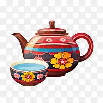 茶壶-花卉图案-空若网 茶壶-花卉图案-空若网