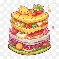 水果三明治-水果三明治面包蛋糕堆水果-空若网 水果三明治-水果三明治面包蛋糕堆水果-空若网