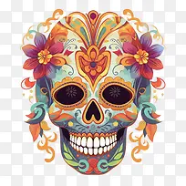 糖头骨-糖头骨头骨多彩花卉华丽-空若网 糖头骨-糖头骨头骨多彩花卉华丽-空若网