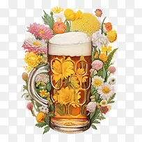 啤酒-啤酒花园鲜花杯啤酒-空若网 啤酒-啤酒花园鲜花杯啤酒-空若网