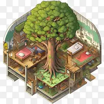 剖面图-剖面图树屋树屋设计树屋树屋建筑-空若网 剖面图-剖面图树屋树屋设计树屋树屋建筑-空若网