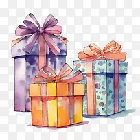 礼品盒-礼品盒礼品礼物水彩多彩-空若网 礼品盒-礼品盒礼品礼物水彩多彩-空若网