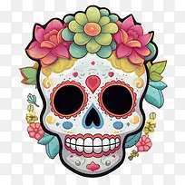 糖头骨-糖头骨糖头骨多彩花卉皇冠亡灵节-空若网 糖头骨-糖头骨糖头骨多彩花卉皇冠亡灵节-空若网