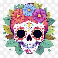 糖头骨-糖头骨糖头骨亡灵节头骨与鲜花墨西哥节日-空若网 糖头骨-糖头骨糖头骨亡灵节头骨与鲜花墨西哥节日-空若网