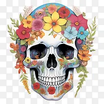 糖头骨-糖头骨花卉头骨多彩哥特式-空若网 糖头骨-糖头骨花卉头骨多彩哥特式-空若网