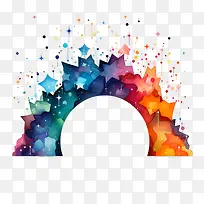 星星拱门-星星拱门水彩多彩抽象圆形-空若网 星星拱门-星星拱门水彩多彩抽象圆形-空若网