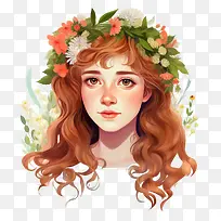 时尚女孩-时尚女孩花冠白裙平静表情-空若网 时尚女孩-时尚女孩花冠白裙平静表情-空若网