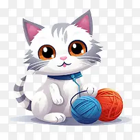 猫玩毛线球-猫玩毛线球小猫白色可爱毛线球-空若网 猫玩毛线球-猫玩毛线球小猫白色可爱毛线球-空若网