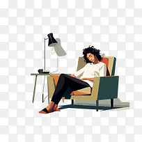 全国懒惰日-全国懒惰日女人椅子灯地板-空若网 全国懒惰日-全国懒惰日女人椅子灯地板-空若网