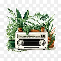 国家广播日-国家广播日无线电花园植物复古-空若网 国家广播日-国家广播日无线电花园植物复古-空若网