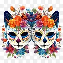 亡灵节-亡灵节死亡之日头骨鲜花多彩-空若网 亡灵节-亡灵节死亡之日头骨鲜花多彩-空若网