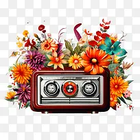 国家广播日-国家广播日电台老式复古花-空若网 国家广播日-国家广播日电台老式复古花-空若网