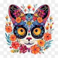 亡灵节-亡灵节亡灵节猫头骨猫多彩-空若网 亡灵节-亡灵节亡灵节猫头骨猫多彩-空若网