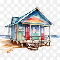 海滩小屋-海滩小屋海滨别墅水彩多彩舒适-空若网 海滩小屋-海滩小屋海滨别墅水彩多彩舒适-空若网