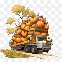 运载南瓜的收获卡车-南瓜-空若网 运载南瓜的收获卡车-南瓜-空若网