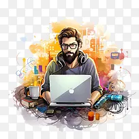 国际程序员日-国际程序员日程序员电脑笔记本电脑创意-空若网 国际程序员日-国际程序员日程序员电脑笔记本电脑创意-空若网