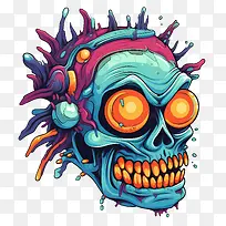 僵尸头骨-僵尸头骨头骨多彩超现实抽象-空若网 僵尸头骨-僵尸头骨头骨多彩超现实抽象-空若网