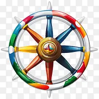 世界海事日-世界海事日船舶方向盘多彩帆船木轮-空若网 世界海事日-世界海事日船舶方向盘多彩帆船木轮-空若网