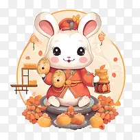 兔子和月饼——新年快乐-空若网 兔子和月饼——新年快乐-空若网