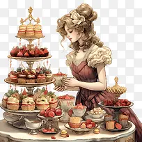 甜点日-甜点日女士礼服甜点托盘-空若网 甜点日-甜点日女士礼服甜点托盘-空若网