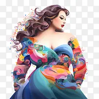 国家曲线日-国家曲线日抽象多彩女性花卉-空若网 国家曲线日-国家曲线日抽象多彩女性花卉-空若网