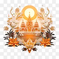 水灯节-橙色-空若网 水灯节-橙色-空若网