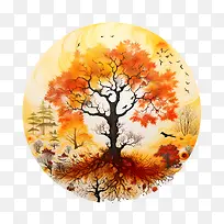 秋分-秋分树秋叶树枝-空若网 秋分-秋分树秋叶树枝-空若网