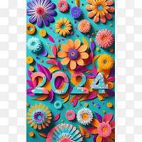 2024你好-2024你你好花多彩抽象花卉-空若网 2024你好-2024你你好花多彩抽象花卉-空若网