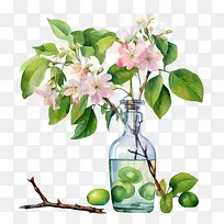 苹果花-苹果花苹果花玻璃花瓶粉红色的花朵树枝-空若网 苹果花-苹果花苹果花玻璃花瓶粉红色的花朵树枝-空若网