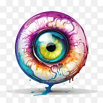 万圣节眼球-油漆飞溅-空若网 万圣节眼球-油漆飞溅-空若网