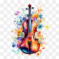 小提琴日-小提琴日小提琴水彩音乐画-空若网 小提琴日-小提琴日小提琴水彩音乐画-空若网