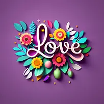 爱艺术字-爱艺术字爱插花剪纸手工-空若网 爱艺术字-爱艺术字爱插花剪纸手工-空若网