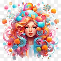 糖果日-糖果日头发多彩糖果女人-空若网 糖果日-糖果日头发多彩糖果女人-空若网