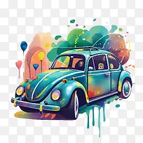 大众甲壳虫-大众甲壳虫甲壳虫大众多彩水彩-空若网 大众甲壳虫-大众甲壳虫甲壳虫大众多彩水彩-空若网