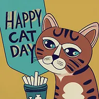 全球猫日-可爱的猫画-空若网 全球猫日-可爱的猫画-空若网