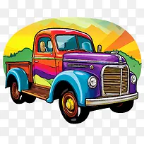 老式卡车-老式卡车卡车多彩复古经典-空若网 老式卡车-老式卡车卡车多彩复古经典-空若网