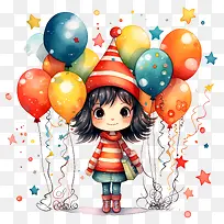 卡通女孩-生日快乐-空若网 卡通女孩-生日快乐-空若网