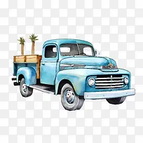 老式卡车-棕榈树-空若网 老式卡车-棕榈树-空若网